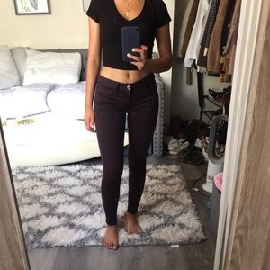 Burgundy skinny jeans